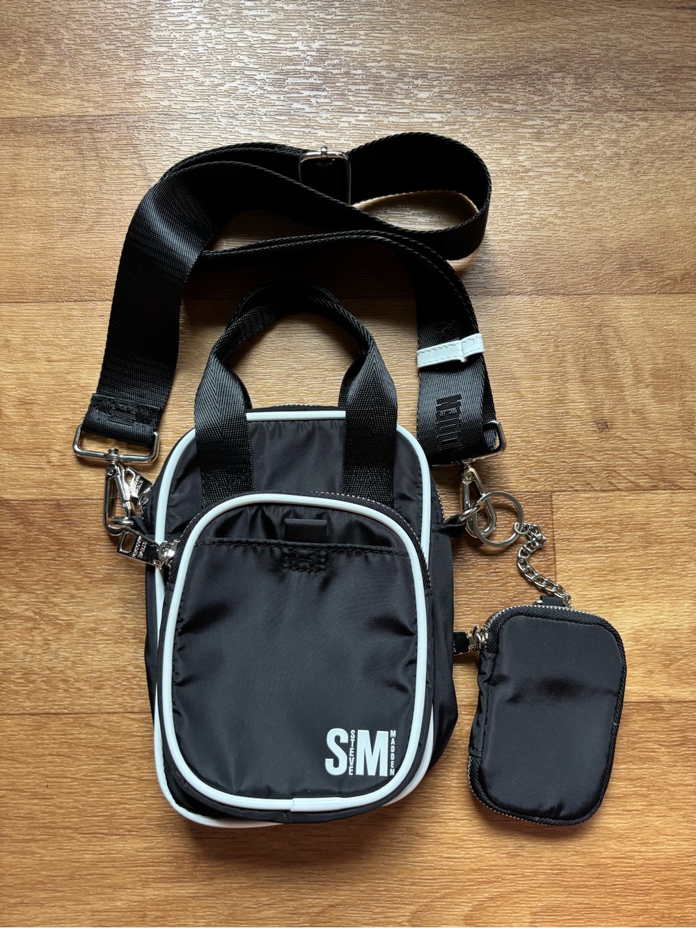 Steve Madden Black with White Pipping Bpinky Crossbody Bag